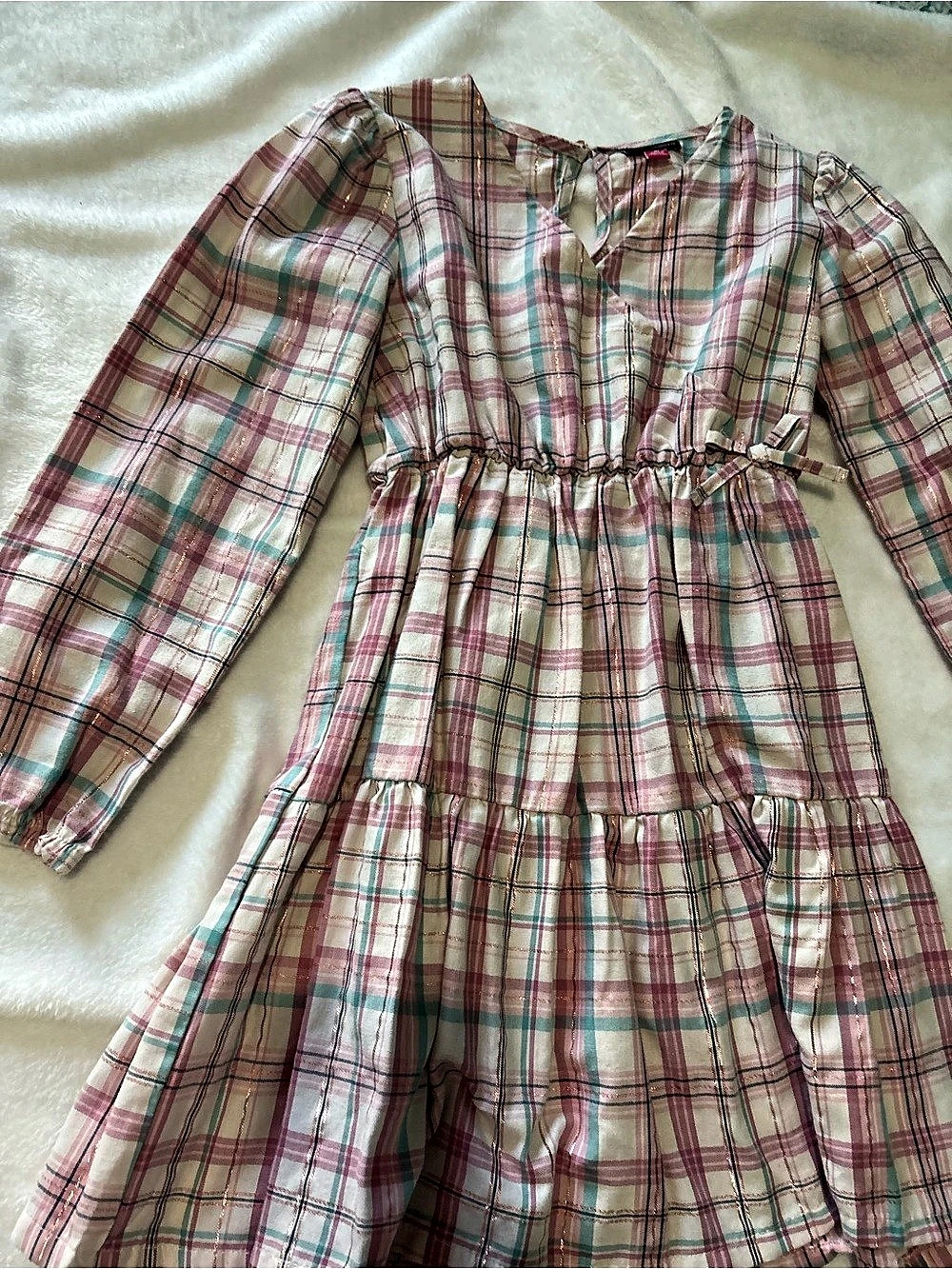 Vince Camuto Plaid Mini Dress in Pink & Green Size 10